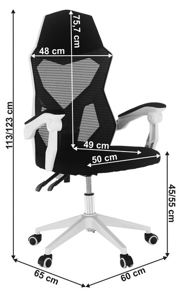 Kancelářské / herní křeslo, černá / bílá, YOKO