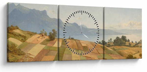 Obraz - Alexandre Calame, Swiss Landscape, reprodukce (s hodinami) (90x30 cm)