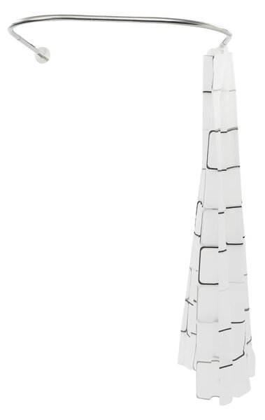 Závěs do sprchy U-Form, 180 x 240 cm. Tyč na závěs do sprchy, koupelna. Tyč do sprchy, nerezová ocel. Rohová tyč. Univerzální tyč. Pro domácnost, balkon, sprchový kout