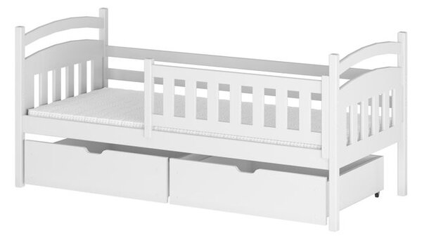 Dětská postel z masivu borovice TARY se šuplíky - 200x90 cm - bílá