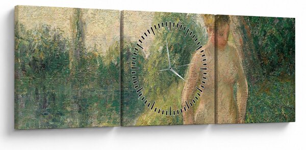 Obraz - Camille Pissarro, The Bather, reprodukce (s hodinami) (90x30 cm)