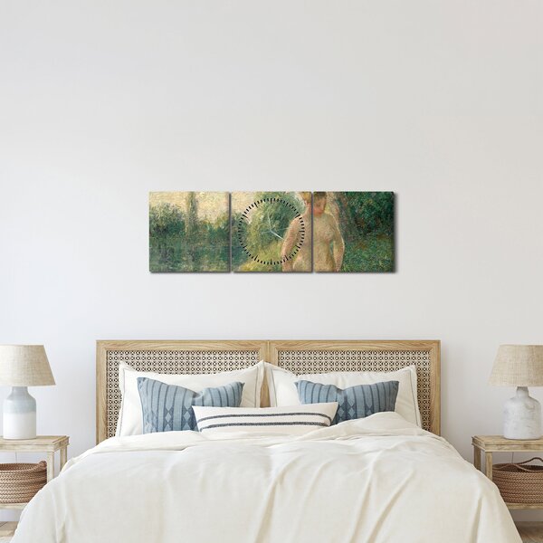 Obraz - Camille Pissarro, The Bather, reprodukce (s hodinami) (90x30 cm)