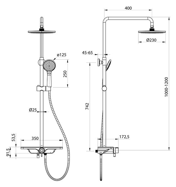 Aqualine Aqualine, MARCO sprchový sloup s pákovou baterií, bílá, SL210B
