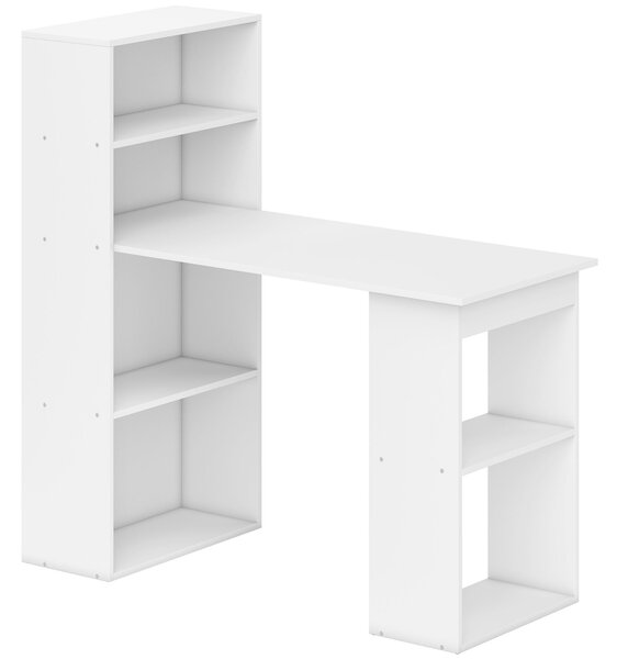HOMCOM Počítačový stůl, 6 otevřených přihrádek, 120 x 55 x 120 cm, Bílý | Aosom