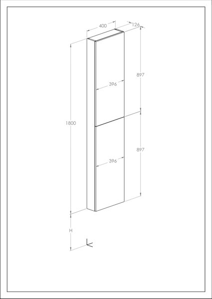 Roca Extra skříňka 40x12.6x180 cm boční závěsná bílá A857911806
