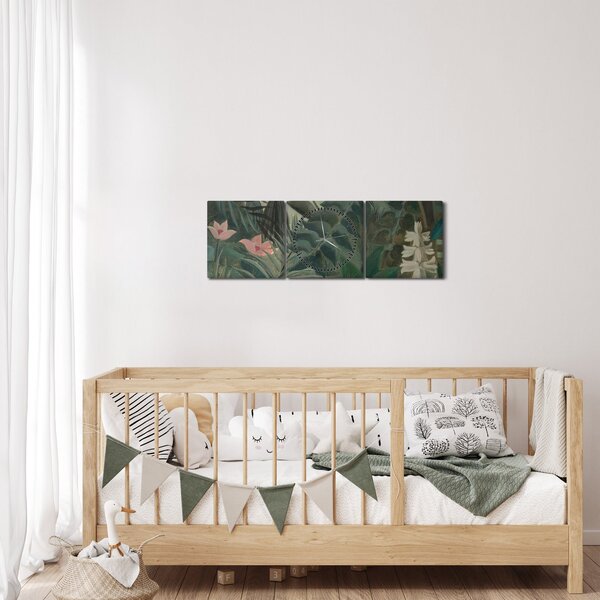 Obraz - Henri Rousseau, The Equatorial Jungle, reprodukce (s hodinami) (90x30 cm)