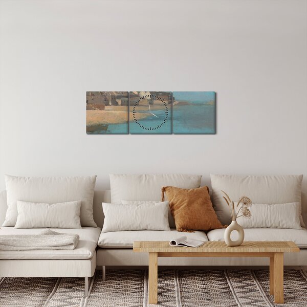 Obraz - Odilon Redon, Village by the Sea in Brittany, reprodukce (s hodinami) (90x30 cm)