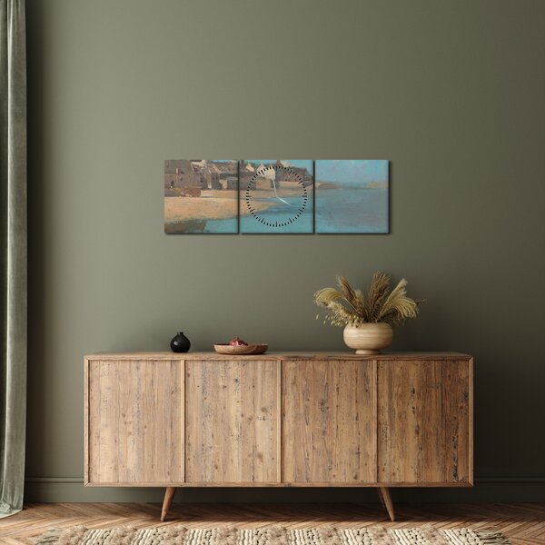 Obraz - Odilon Redon, Village by the Sea in Brittany, reprodukce (s hodinami) (90x30 cm)