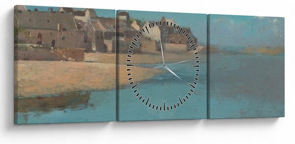 Obraz - Odilon Redon, Village by the Sea in Brittany, reprodukce (s hodinami) (90x30 cm)