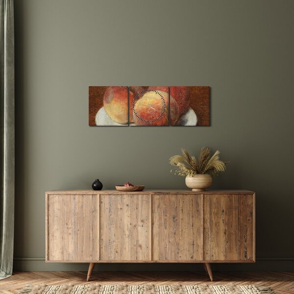 Obraz - Henri Fantin-Latour, Three Peaches on a Plate, reprodukce (s hodinami) (90x30 cm)