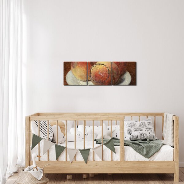 Obraz - Henri Fantin-Latour, Three Peaches on a Plate, reprodukce (s hodinami) (90x30 cm)