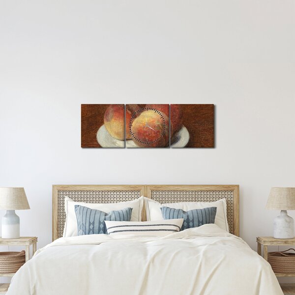 Obraz - Henri Fantin-Latour, Three Peaches on a Plate, reprodukce (s hodinami) (90x30 cm)