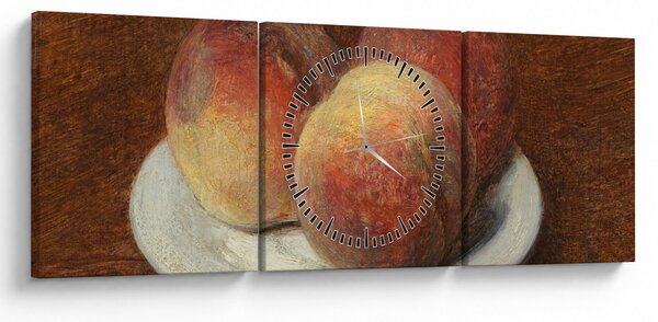 Obraz - Henri Fantin-Latour, Three Peaches on a Plate, reprodukce (s hodinami) (90x30 cm)