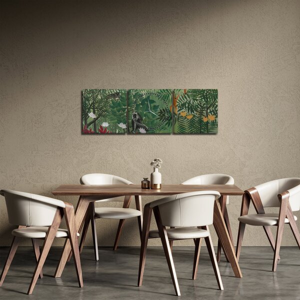 Obraz - Henri Rousseau, Tropical Forest with Monkeys, reprodukce (s hodinami) (90x30 cm)