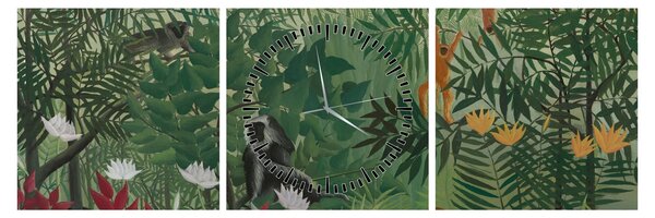 Obraz - Henri Rousseau, Tropical Forest with Monkeys, reprodukce (s hodinami) (90x30 cm)