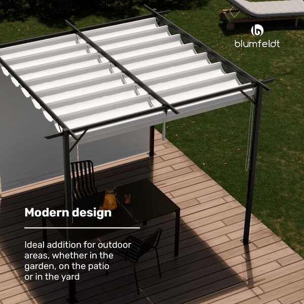 Blumfeldt Blumfeldt Pantheon Robust, pergola, 3 x 4 m, s bočními roletami, práškově lakovaná ocel odolná vůči povětrnostním vlivům