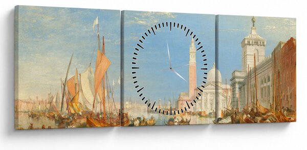 Obraz - Joseph Mallord William Turner, Venice the Dogana and San Giorgio Maggiore, reprodukce (s hodinami) (90x30 cm)