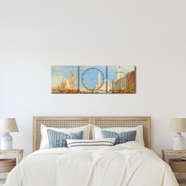 Obraz - Joseph Mallord William Turner, Venice the Dogana and San Giorgio Maggiore, reprodukce (s hodinami) (90x30 cm)