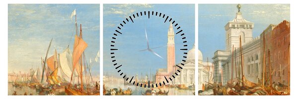Obraz - Joseph Mallord William Turner, Venice the Dogana and San Giorgio Maggiore, reprodukce (s hodinami) (90x30 cm)