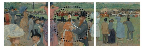 Obraz - Jean-Louis Forain, The Races at Longchamp, reprodukce (s hodinami) (90x30 cm)