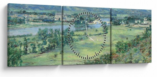 Obraz - Theodore Robinson, The Valley of the Seine, From the Hills of Giverny, reprodukce (s hodinami) (90x30 cm)