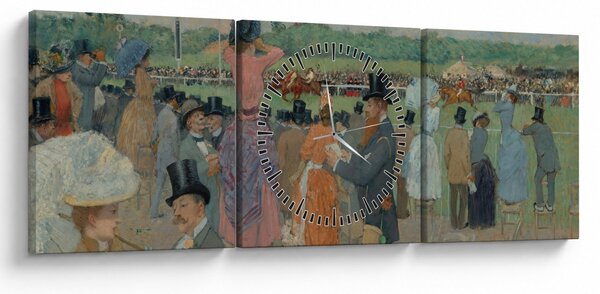 Obraz - Jean-Louis Forain, The Races at Longchamp, reprodukce (s hodinami) (90x30 cm)