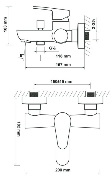 Hagser Della vanová baterie na stěnu chrom HGR30000034