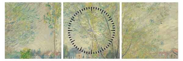 Obraz - Claude Monet, The Willows, reprodukce (s hodinami) (90x30 cm)