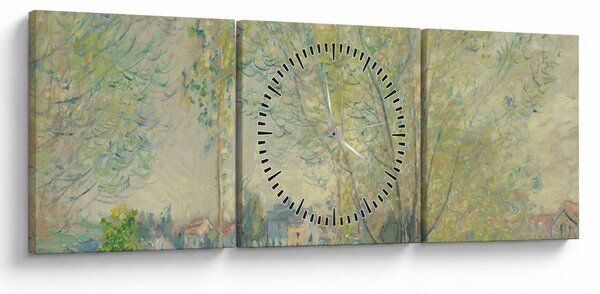 Obraz - Claude Monet, The Willows, reprodukce (s hodinami) (90x30 cm)