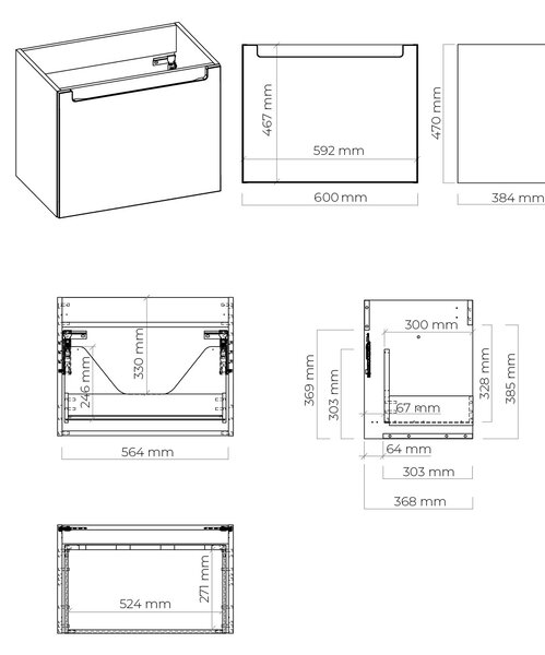 Oltens Jog skříňka 60x38.5x47 cm pod umyvadlo závěsná bílá lesk 60000000