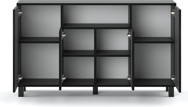 STIV Möbel | Komoda 140x35x80 cm Šedý Mat | 4 dvířka | Obývák Ložnice | 9 polic | Moderní provedení