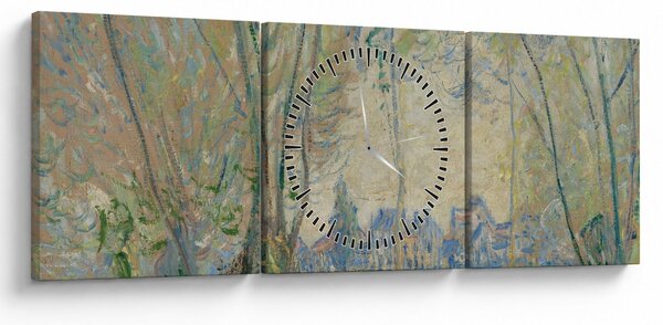 Obraz - Claude Monet, Woman Seated under the Willows, reprodukce (s hodinami) (90x30 cm)