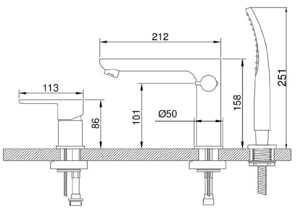 Invena Siros vanová baterie na vanu chrom BW-90-S01