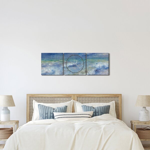 Obraz - Pierre-Auguste Renoir, Seascape, reprodukce (s hodinami) (90x30 cm)