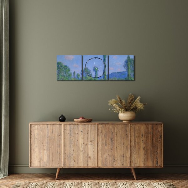 Obraz - Claude Monet, Poppy Field (Giverny), reprodukce (s hodinami) (90x30 cm)