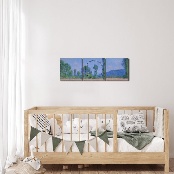 Obraz - Claude Monet, Poppy Field (Giverny), reprodukce (s hodinami) (90x30 cm)