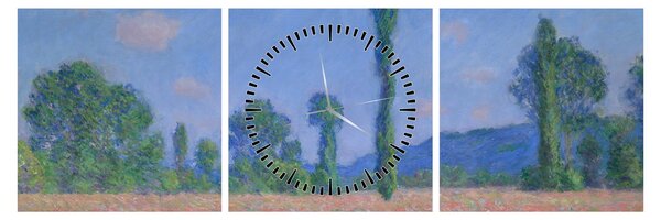 Obraz - Claude Monet, Poppy Field (Giverny), reprodukce (s hodinami) (90x30 cm)
