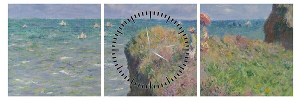 Obraz - Claude Monet, Cliff Walk at Pourville, reprodukce (s hodinami) (90x30 cm)