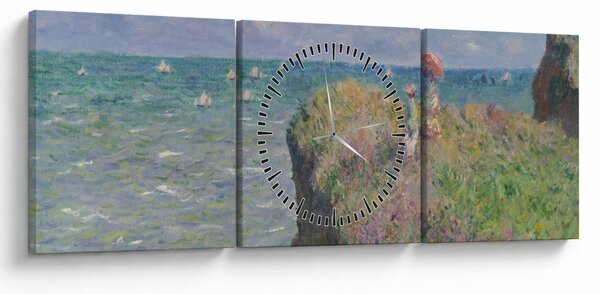 Obraz - Claude Monet, Cliff Walk at Pourville, reprodukce (s hodinami) (90x30 cm)