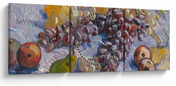 Obraz - Vincent van Gogh, Grapes, Lemons, Pears, and Apples, reprodukce (s hodinami) (90x30 cm)