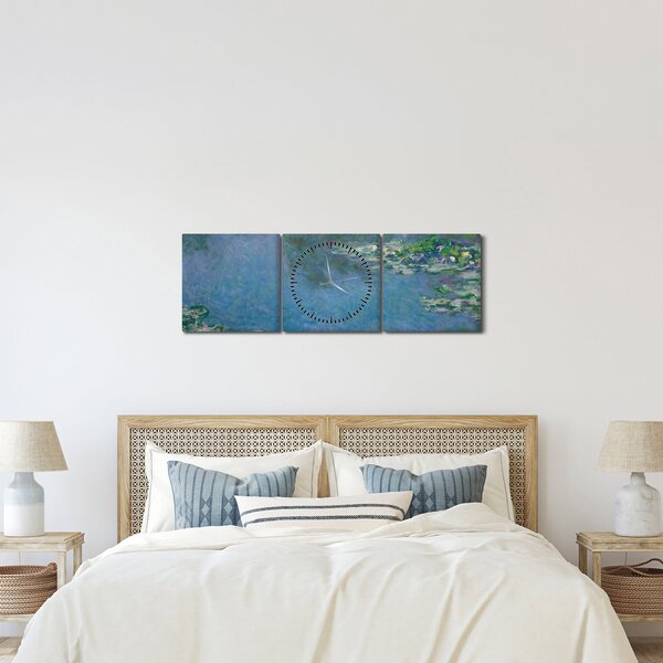 Obraz - Claude Monet, Water Lilies, reprodukce (s hodinami) (90x30 cm)