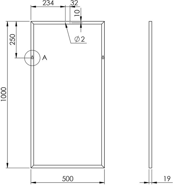 Elita zrcadlo 50x100 cm obdélníkový černá RE060801020560