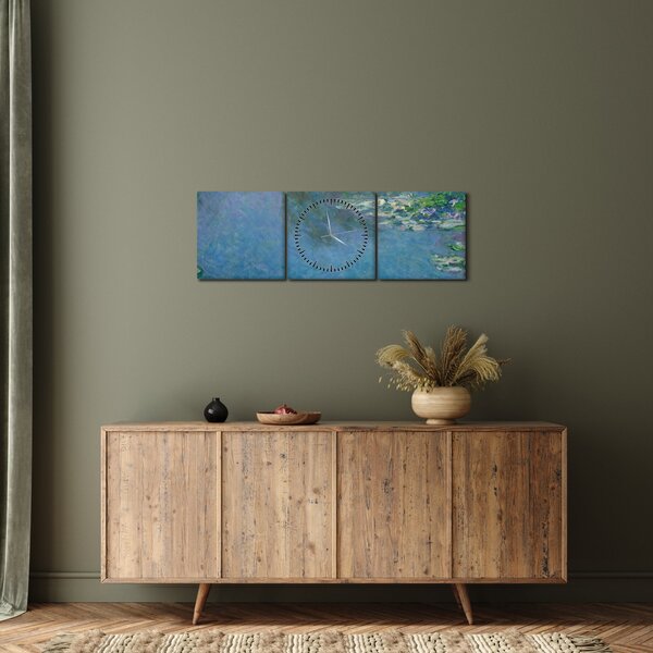 Obraz - Claude Monet, Water Lilies, reprodukce (s hodinami) (90x30 cm)