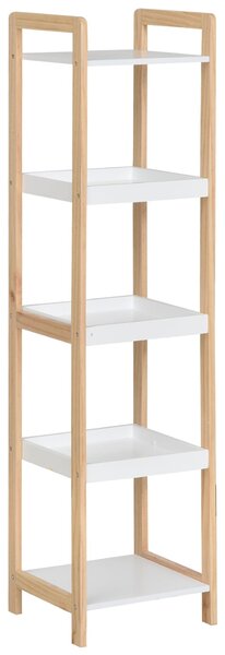 HOMCOM Bambusový koupelnový regál se 3 koši a 2 policemi dim. 32D x 30Š x 130V cm Béžový/Bílý | Aosom