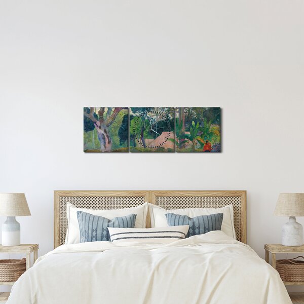 Obraz - Paul Gauguin, Te raau rahi (The Big Tree), reprodukce (s hodinami) (90x30 cm)