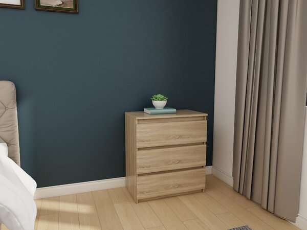 Komoda - 3 zásuvky - 70 cm - Dub Sonoma - Moderní příborník - Vysoká kvalita