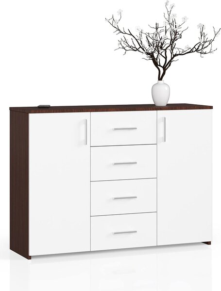 Komoda se 4 zásuvkami a 2 dvířky, 110x80x35, obývací pokoj, Venga / bílá