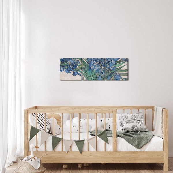 Obraz - Vincent van Gogh, Irises, reprodukce (s hodinami) (90x30 cm)