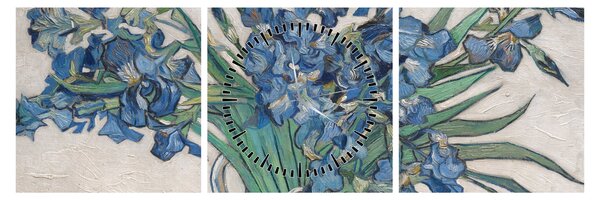 Obraz - Vincent van Gogh, Irises, reprodukce (s hodinami) (90x30 cm)
