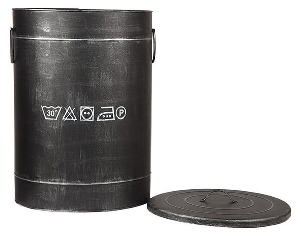 Černý kovový koš na špinavé prádlo LABEL51, ⌀ 40 cm